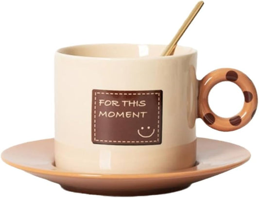 Style Polka Dot Ceramic Coffee Cup And Saucer Set Creative Afternoon Tea Scandinavian Retro Cups For Office Rome Restaurant