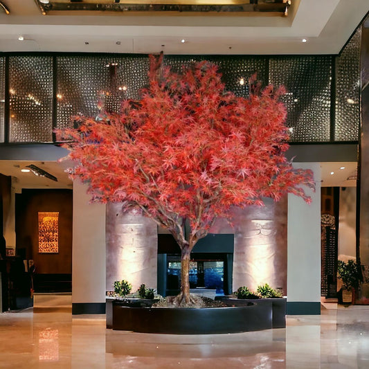 Luxury Artificial Red Maple Tree for Indoor Decor – Lifelike Fall Foliage Tree for Hotels, Offices & Events